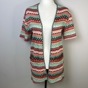 𝅺fever London Multi Color Open Front Knit Kimono Sz 2
